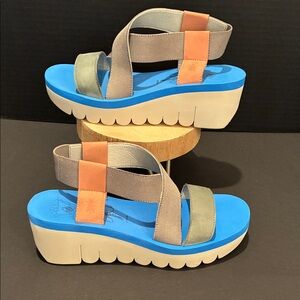 FLY LONDON Women's YABI Wedge Elastic Pull-On Sandal, Size EU 38, US 8.5-9